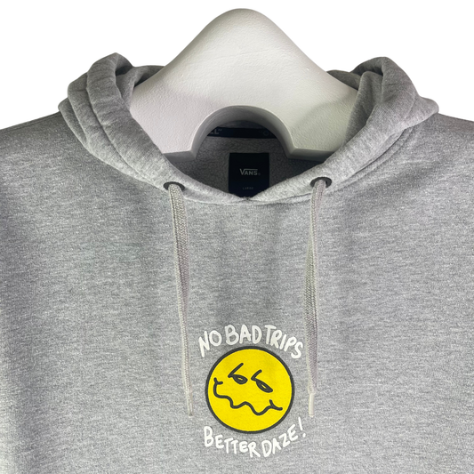 Vans Off The Wall Hoodie "No Bad Trips Better Daze!" Gray Men's Size Large