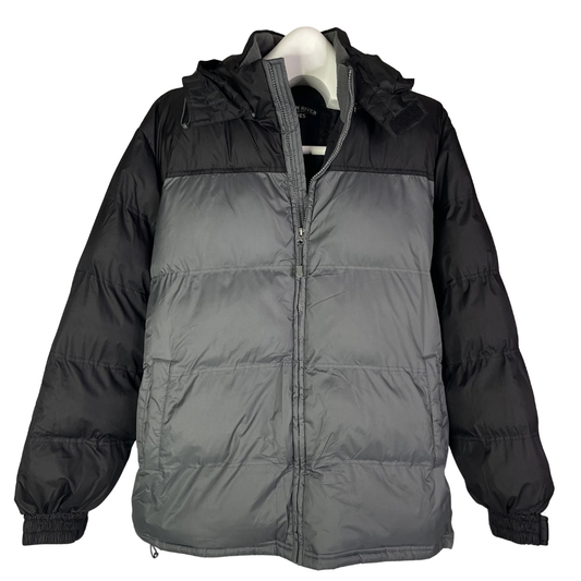 Canyon River Blues 1987 Vintage Y2K Puffer Jacket Grey Black Colorblock Insulated Hooded Coat