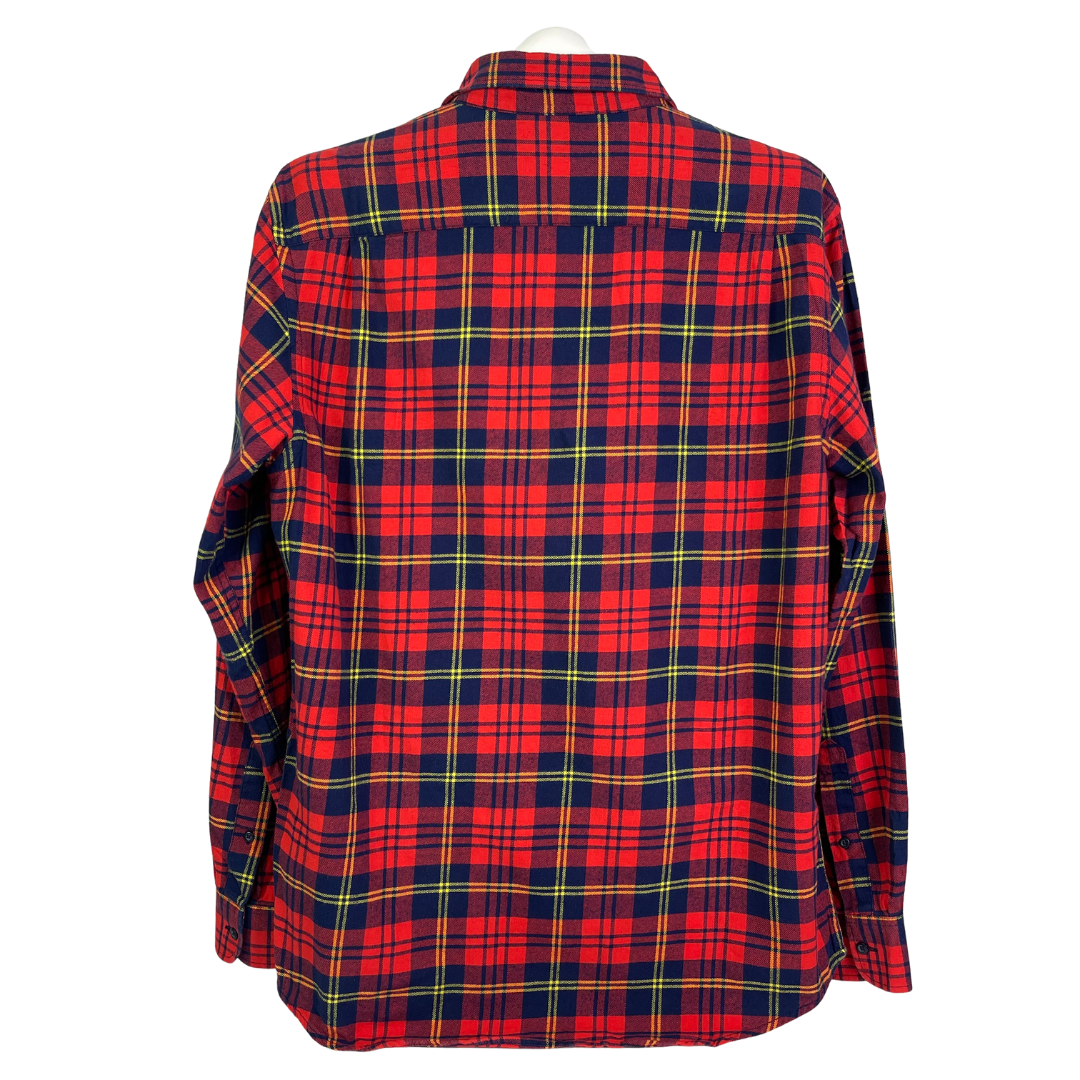 Wrangler 2XL Flannel Shirt Jacket Shacket Hooded Lined Red Plaid Button Up