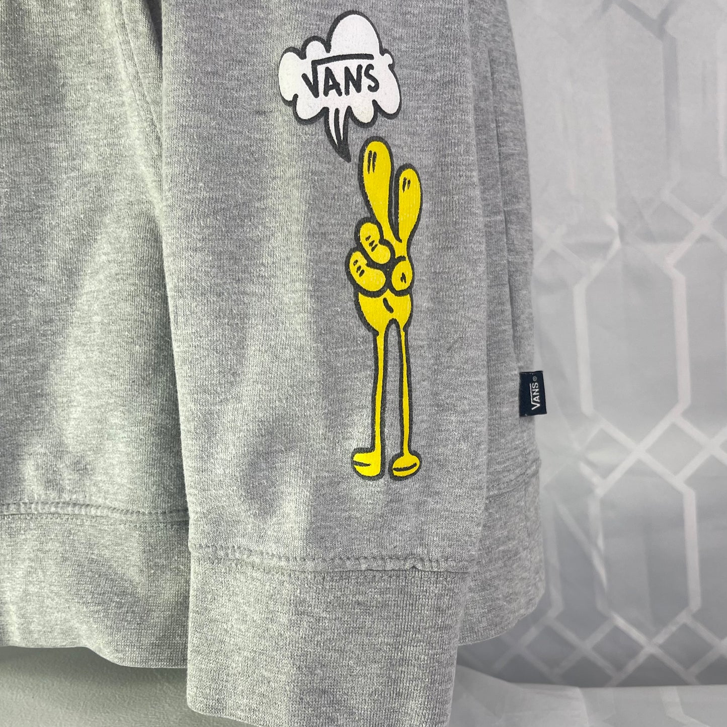 Vans Off The Wall Hoodie "No Bad Trips Better Daze!" Gray Men's Size Large