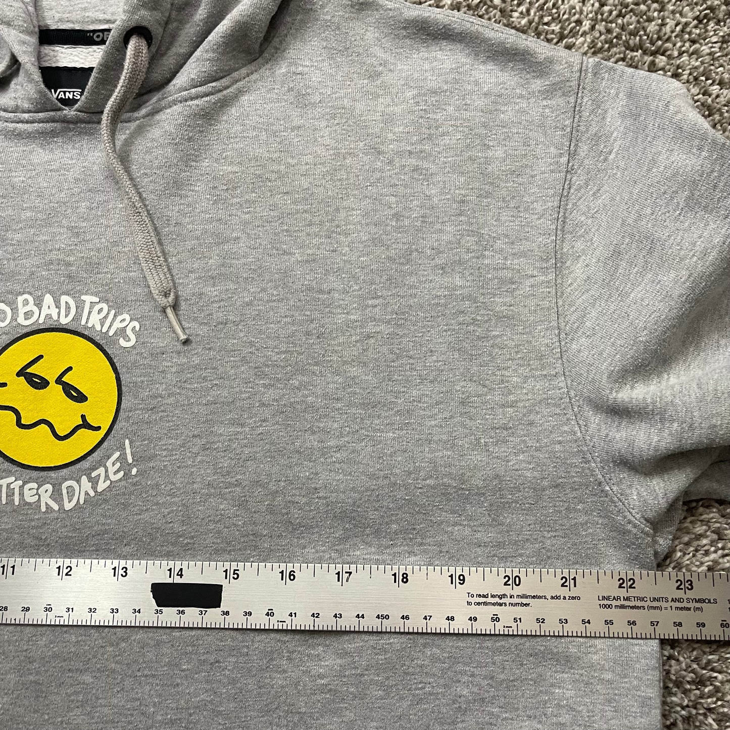 Vans Off The Wall Hoodie "No Bad Trips Better Daze!" Gray Men's Size Large