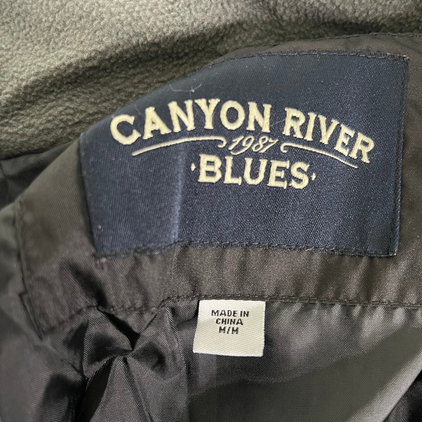 Canyon River Blues 1987 Vintage Y2K Puffer Jacket Grey Black Colorblock Insulated Hooded Coat
