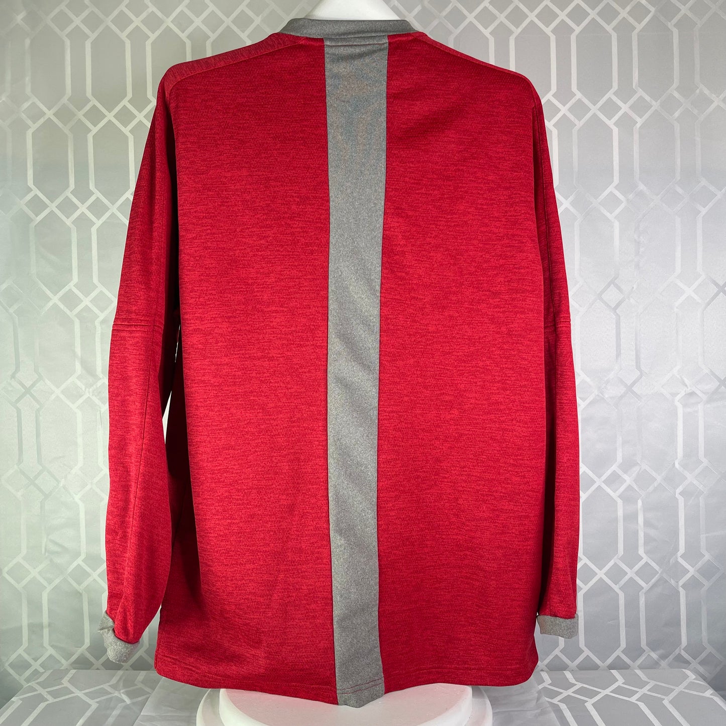 Adidas Men's Large L Baseball Dugout Fleece Pullover Sweatshirt Red Gray CY2057