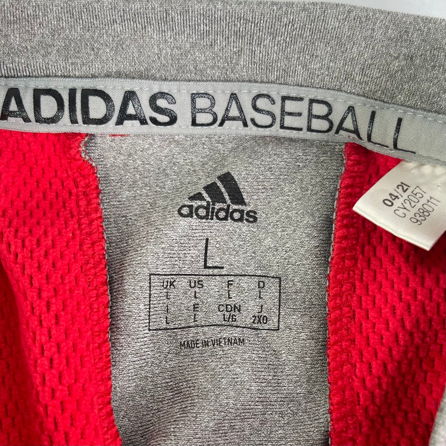 Adidas Men's Large L Baseball Dugout Fleece Pullover Sweatshirt Red Gray CY2057