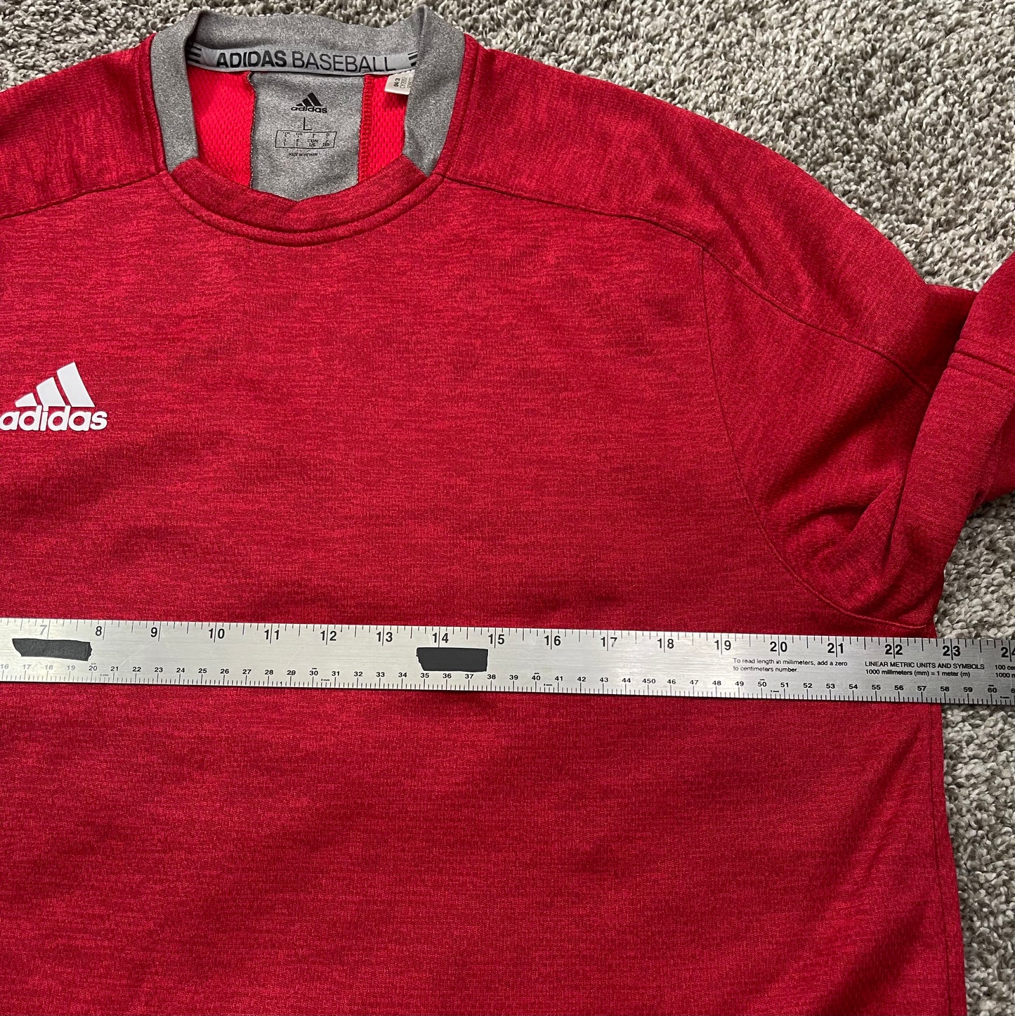 Adidas Men's Large L Baseball Dugout Fleece Pullover Sweatshirt Red Gray CY2057
